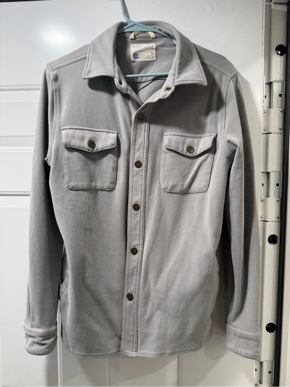Light Gray Men’s Button-Front Fleece Jacket